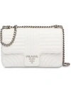 Prada Diagramme Leather Shoulder Bag In White