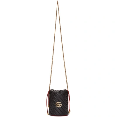 Gucci Black Torchon Gg Marmont Bucket Bag In 8277 Black