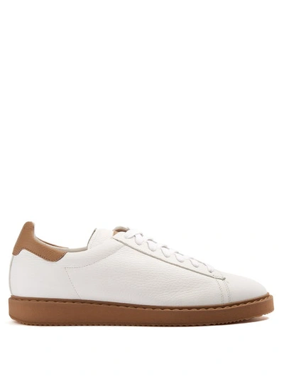 Brunello Cucinelli Suede-trimmed Full-grain Leather Sneakers In White