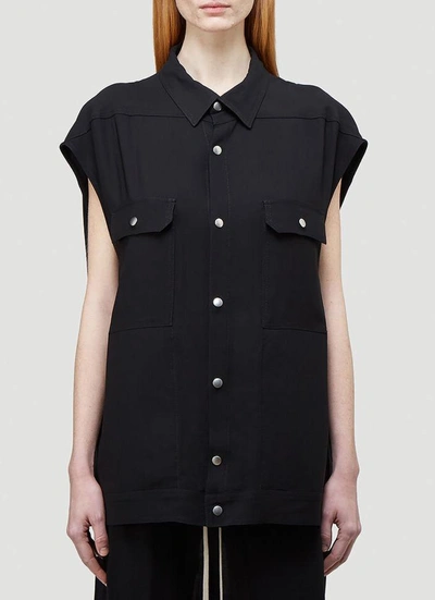 Rick Owens Buttoned Sleeveless Shirt In Black