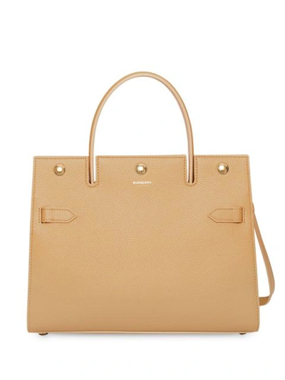 Burberry Small Title Leather Bag In Honey