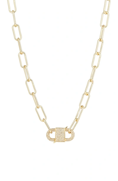 Eye Candy Los Angeles Violet Chain Link Cubic Zirconia Necklace In Gold