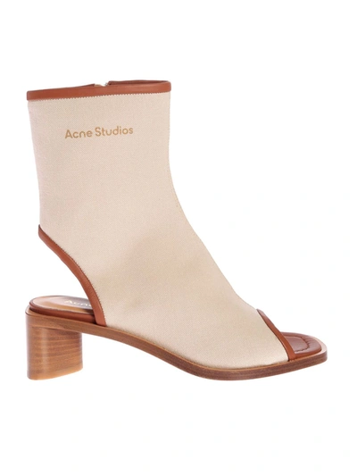 Acne Studios Zipped Sandals In Ecru And Beige