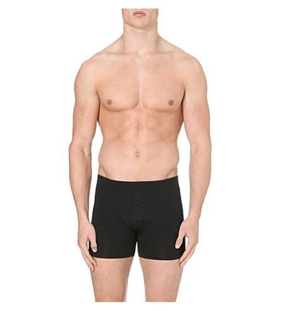 Hanro Superior Regular-fit Stretch-cotton Trunks In Black