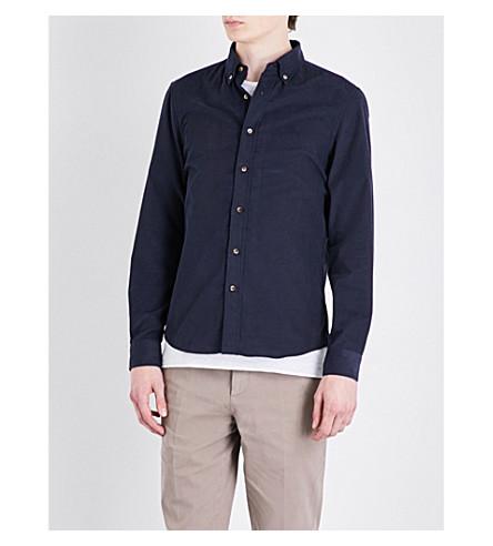 Brunello Cucinelli Leisure-fit Button-down Cord Shirt In Navy | ModeSens