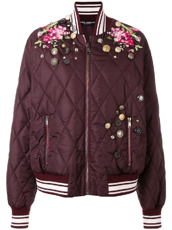 Dolce & Gabbana Hortensia Oversized Quilted Nylon Bomber Jacket In Pink ...