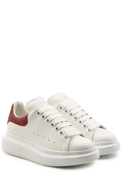 Alexander Mcqueen Leather Sneakers With Suede Detail In White