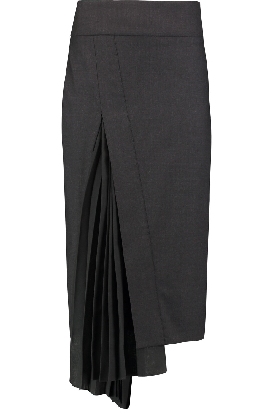 Brunello Cucinelli Plissé-trimmed Wool-blend Midi Skirt | ModeSens