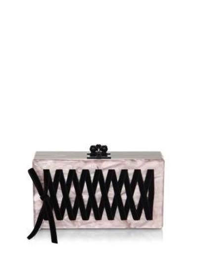 Edie Parker Jean Corset Clutch In Rose Quartz