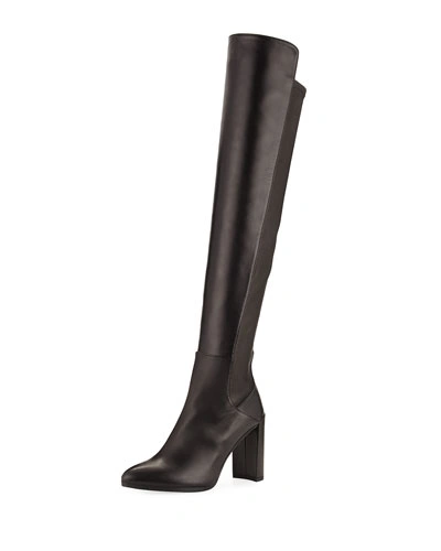 Stuart Weitzman Allhyped Stretch Leather Over-the-knee Boot In Nero