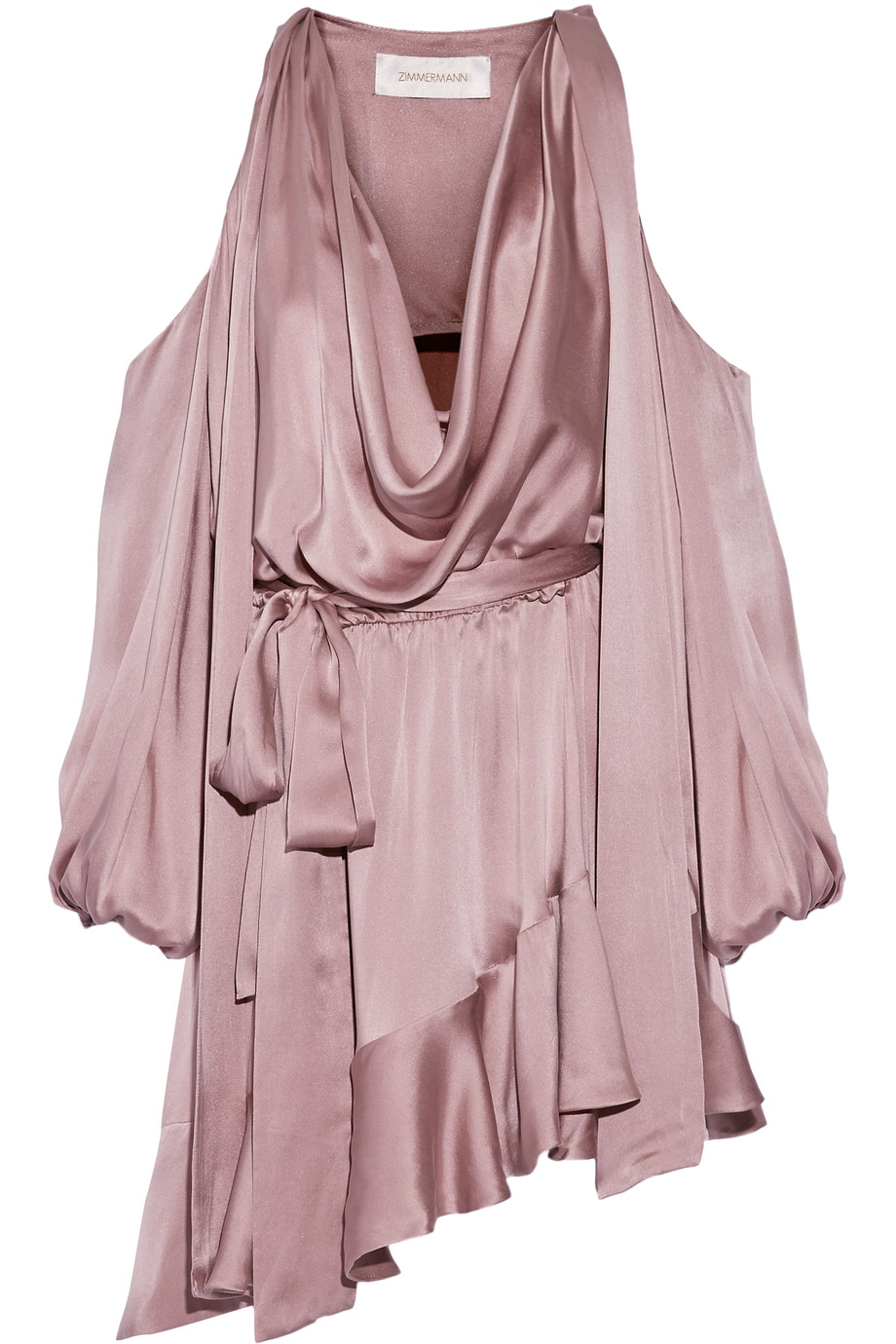 Zimmermann Billow Cold-shoulder Washed-silk Mini Dress | ModeSens