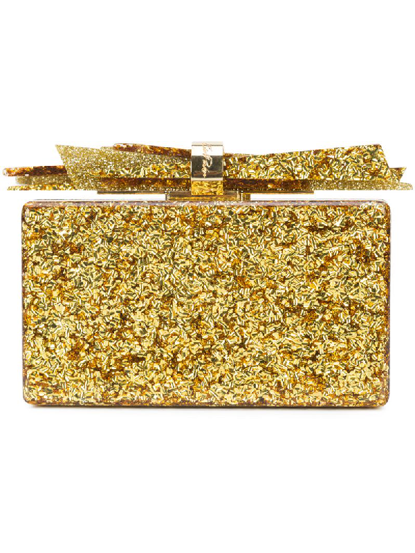 Edie Parker Wolf Glittered Acrylic Box Clutch In Gold | ModeSens