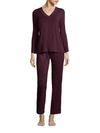 Hanro Champagne Long-sleeve Pajamas In Aubergine