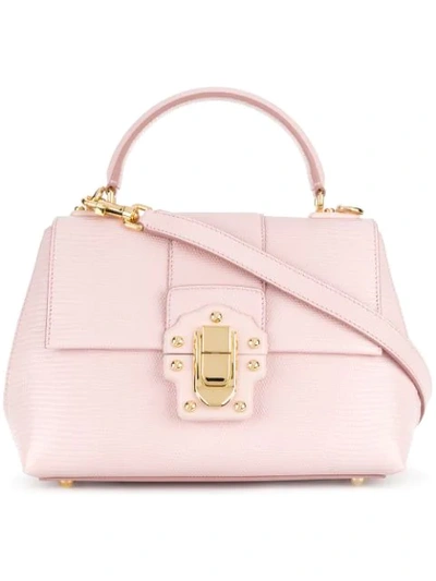 Dolce & Gabbana Lucia Small Embossed Leather Shoulder Bag In Pink