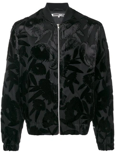 Mcq By Alexander Mcqueen Multi-layer Floral Bomber Jacket In Darkest Black