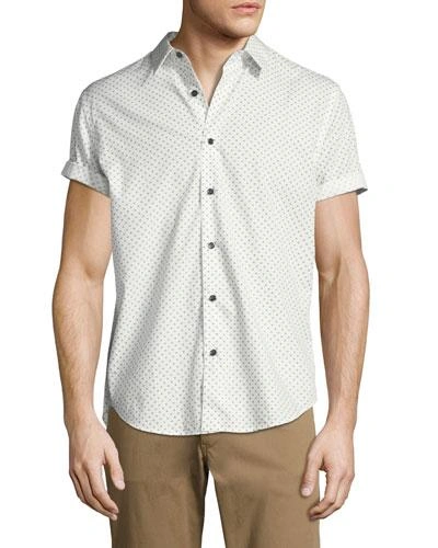 Theory Stitch Print Regular Fit Button-down Shirt In Ivory Multi