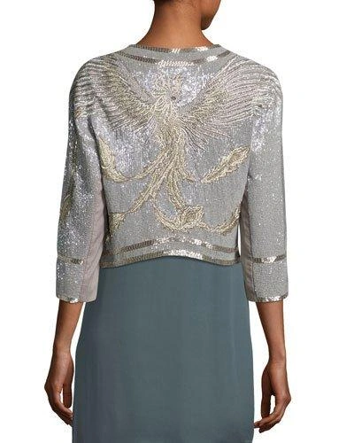 Haute Hippie Fly High Metallic Beaded Phoenix Jacket In Ash