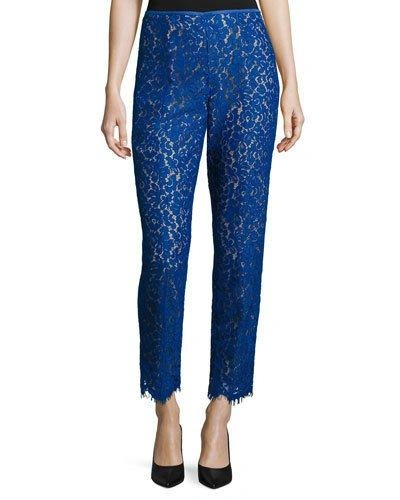 Michael Kors Allover Lace Skinny-style Pants, Cobalt