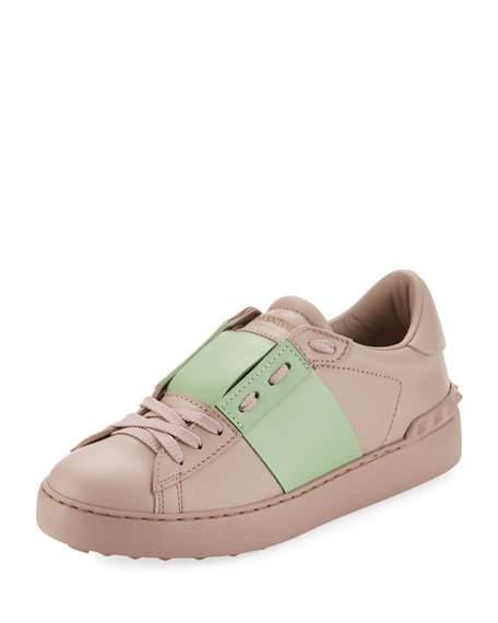 Valentino Garavani Leather Lace-up Platform Sneaker, Pink/green | ModeSens