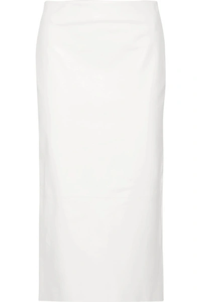 The Row Terst Lambskin Leather Midi Skirt In White