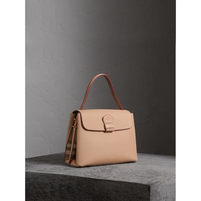 medium grainy leather and house check tote bag burberry