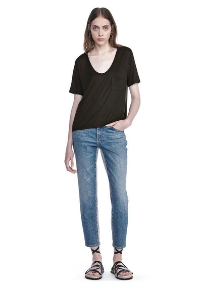 Alexander Wang Classic Cropped Tee With Pocket - Dark Green