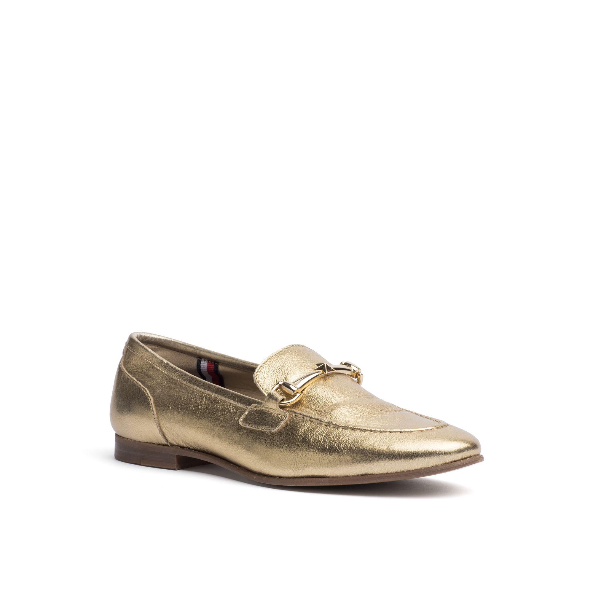Tommy Hilfiger Shimmer Leather Loafer - Gold | ModeSens