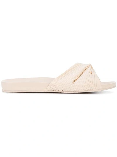 Opening Ceremony Woman Twisted Leather Slides Neutral In Nude & Neutrals