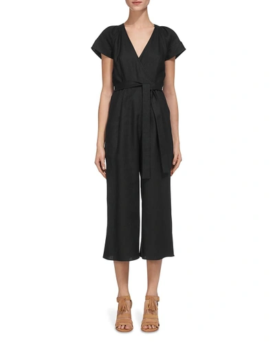 Whistles Etta Faux-wrap Jumpsuit In Black