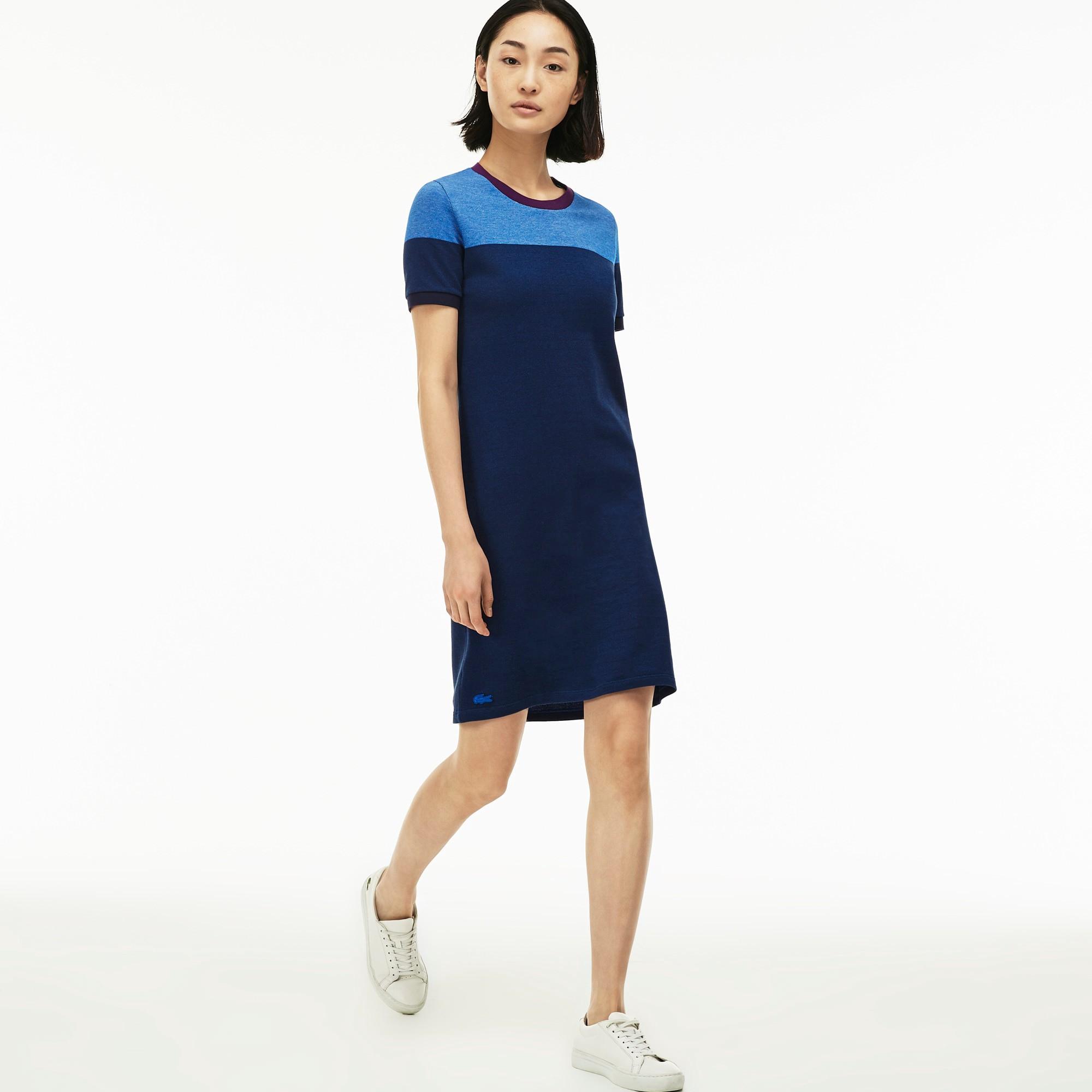 Lacoste Women's Color Block PiquÉ T-shirt Dress - Sapphire Blue/abyssal ...