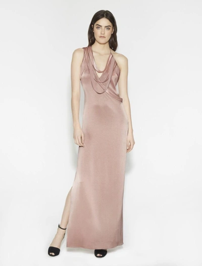 Halston Heritage Multi Strips Satin Gown - Almond | ModeSens