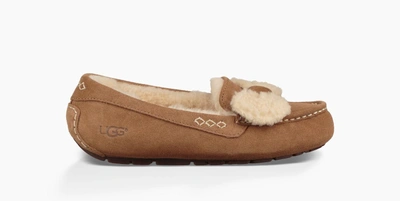 Ugg Ansley Fur Bow In Chestnut