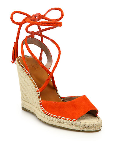 Joie Phyllis Suede Lace-up Espadrille Wedge Sandals In Sunset | ModeSens