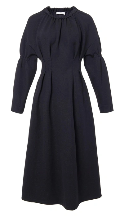 Tibi Sculpted Knit Shirred Dress In Black