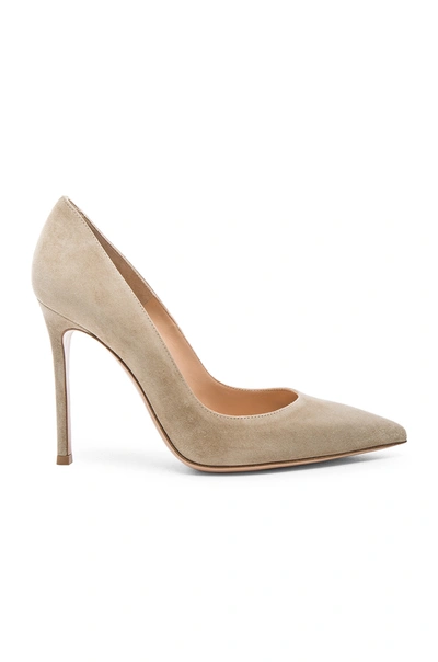 Gianvito Rossi Suede Gianvito Heels In Beige