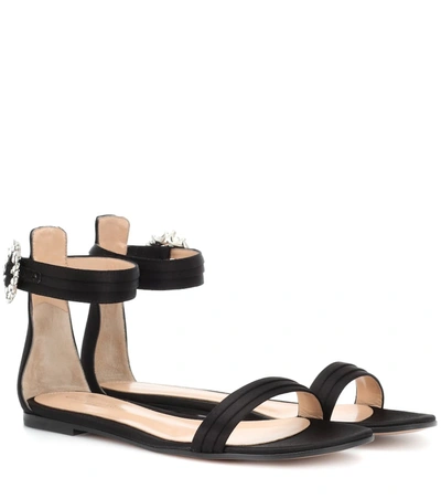 Gianvito Rossi Leather Ankle-strap Flat Sandals In Black