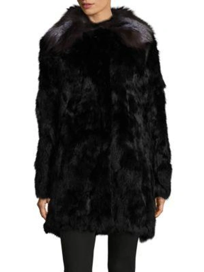 Adrienne Landau Dark Furry Jacket In Black