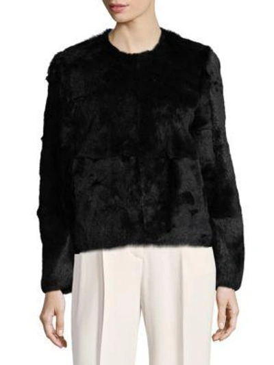Adrienne Landau Rabbit Fur Jacket In Black