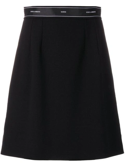 Dolce & Gabbana Black Logo Ribbon Miniskirt