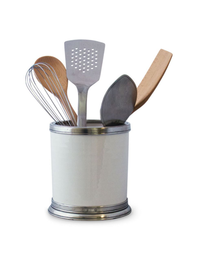 Match Convivio Kitchen Utensil Holder In Pewter/white