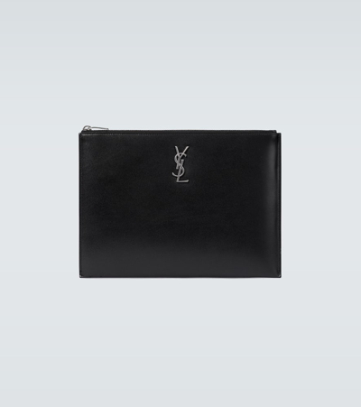 Saint Laurent Ysl Ipad Pouch In Nero