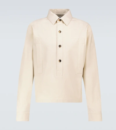 Bottega Veneta Classic-collar Cotton-twill Shirt In Beige