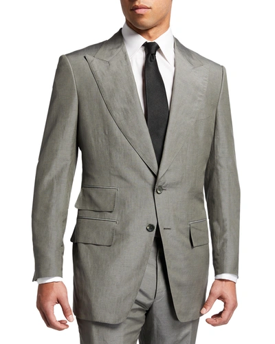 Tom Ford Men's Silk-linen Two-piece Day Suit, Gray In Md Gry Sld
