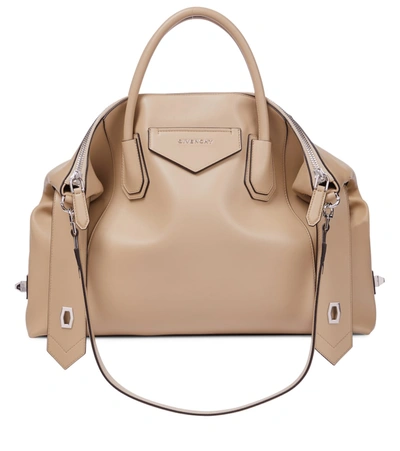 Givenchy Antigona Soft Medium Leather Tote In Beige