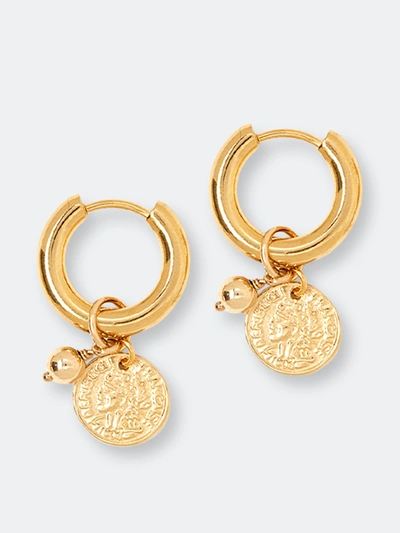 Tess + Tricia Estelle Coin Charm Earrings In Gold