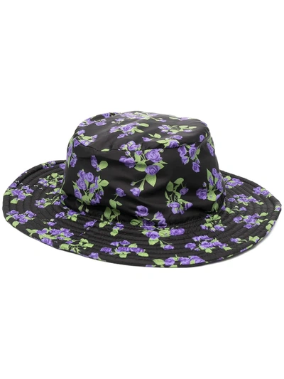 Natasha Zinko Floral-print Shell Bucket Hat In Schwarz