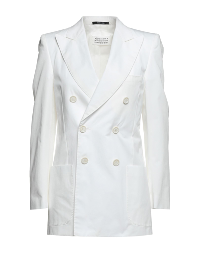 Maison Margiela Woman Blazer White Size 8 Cotton