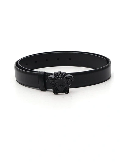 Versace 'la Medusa' Leather Belt In Black