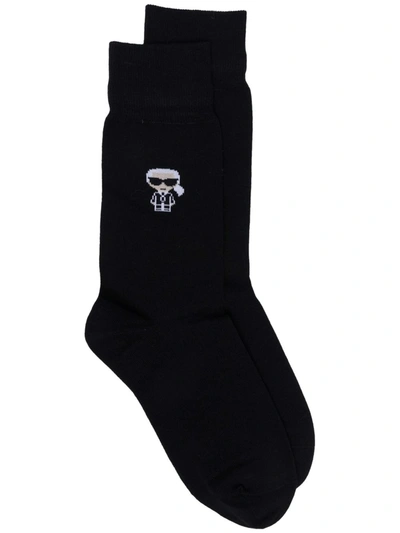 Karl Lagerfeld K/ikonik Intarsia Socks In Black