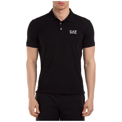 Ea7 Men's Short Sleeve T-shirt Polo Collar In Black